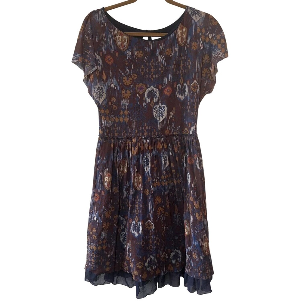 Anthropologie Weston Wear Caraz Ikat Dress Medium Fit And Flare Tulle Fairy Boho
